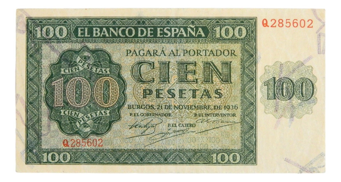 1936 - ESPAÑA - BILLETE - 100 PESETAS - BURGOS - MBC