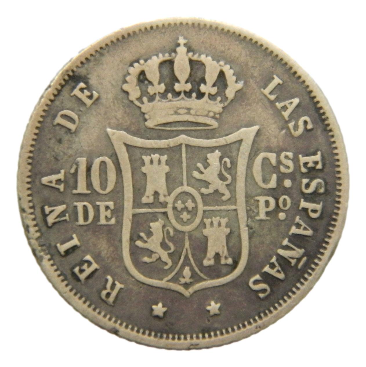 1868 - ISABEL II - 10 CENTIMOS DE PESO - MANILA - BC