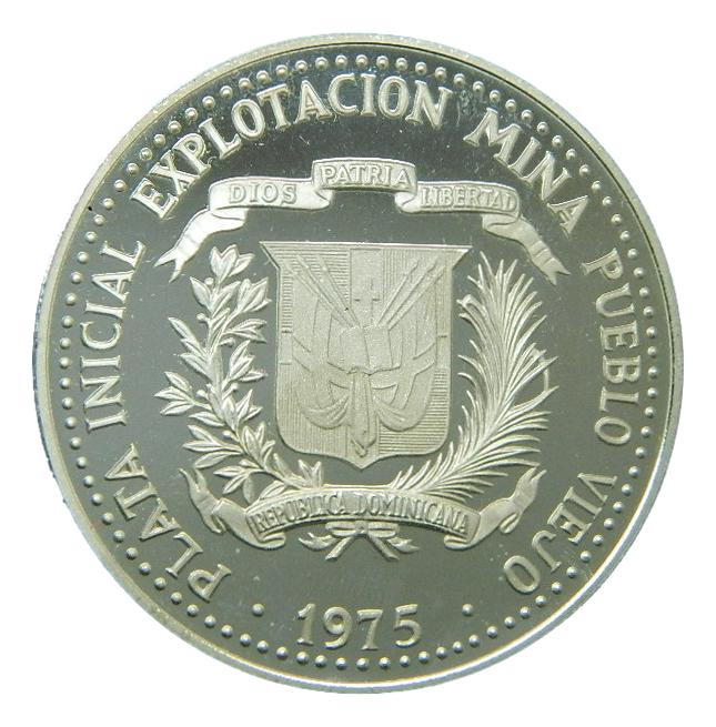1975 - REPUBLICA DOMINICANA - 10 PESOS - ARTE TAINO - PLATA