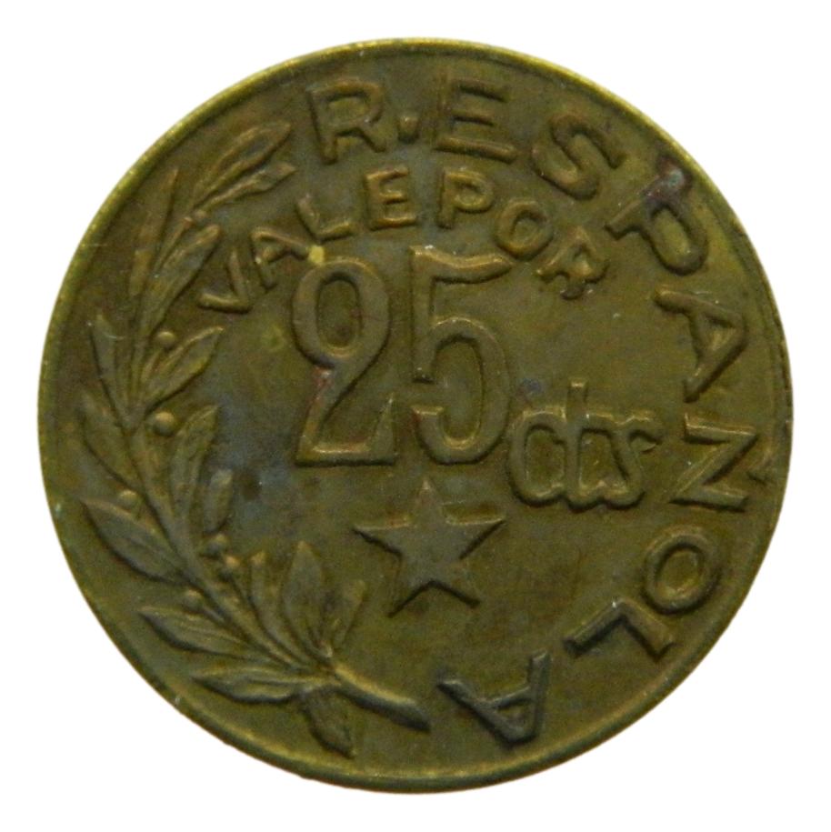 CONSEJO MUNICIPAL MENORCA - 25 CENTIMOS - 1937 - MBC