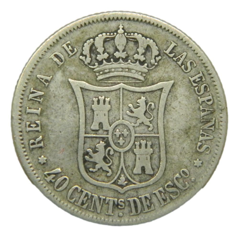 1867 - ISABEL II - 40 CENTIMOS DE ESCUDO - MADRID - PLATA