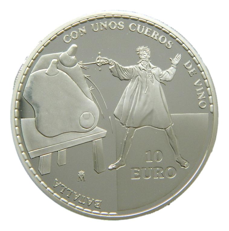 2005 - ESPAÑA - 10 EUROS - QUIJOTE - BATALLA CON UNOS CUEROS DE VINO