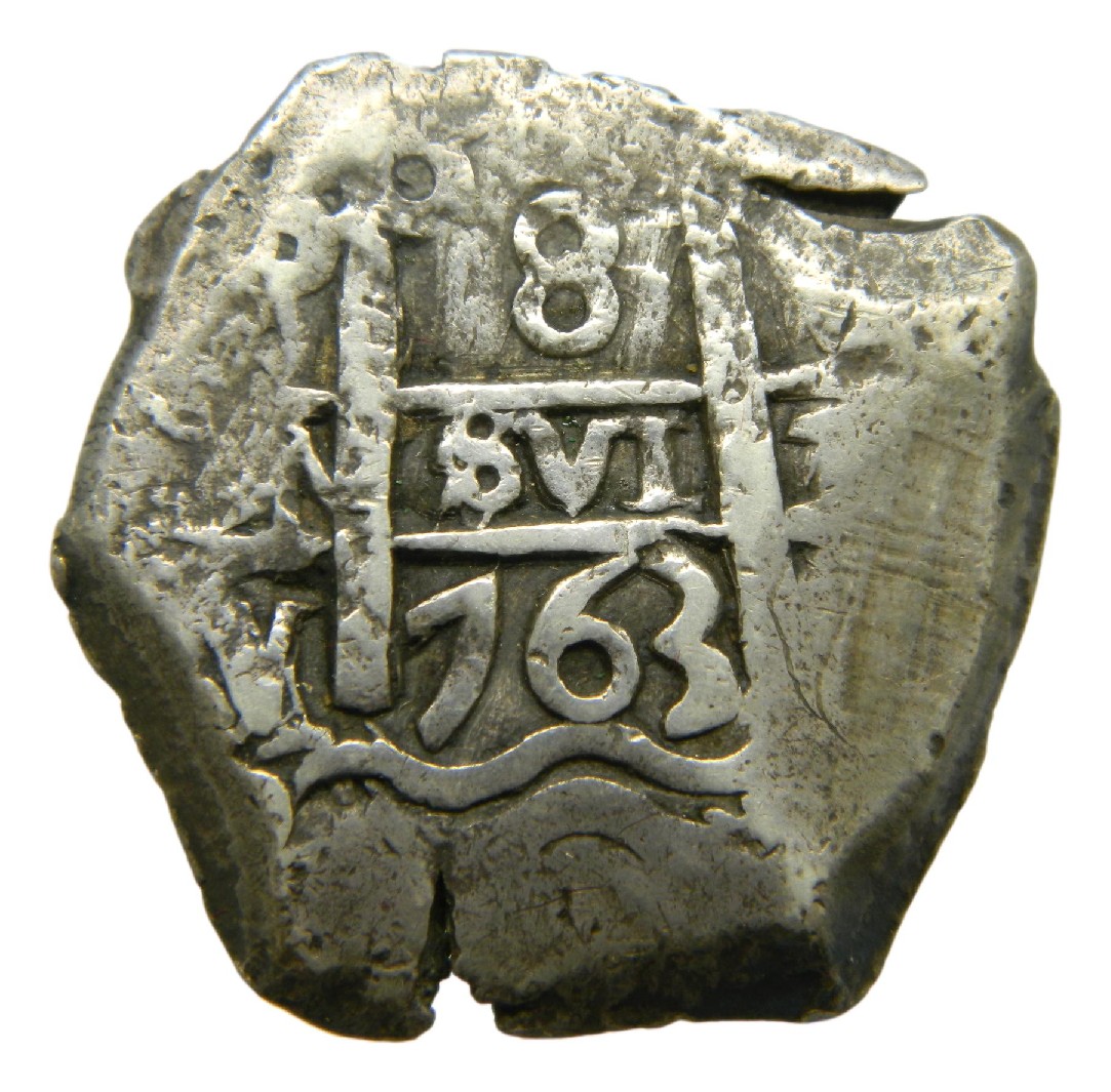 1763 - CARLOS III - 8 REALES - POTOSI - MACUQUINA - MBC+