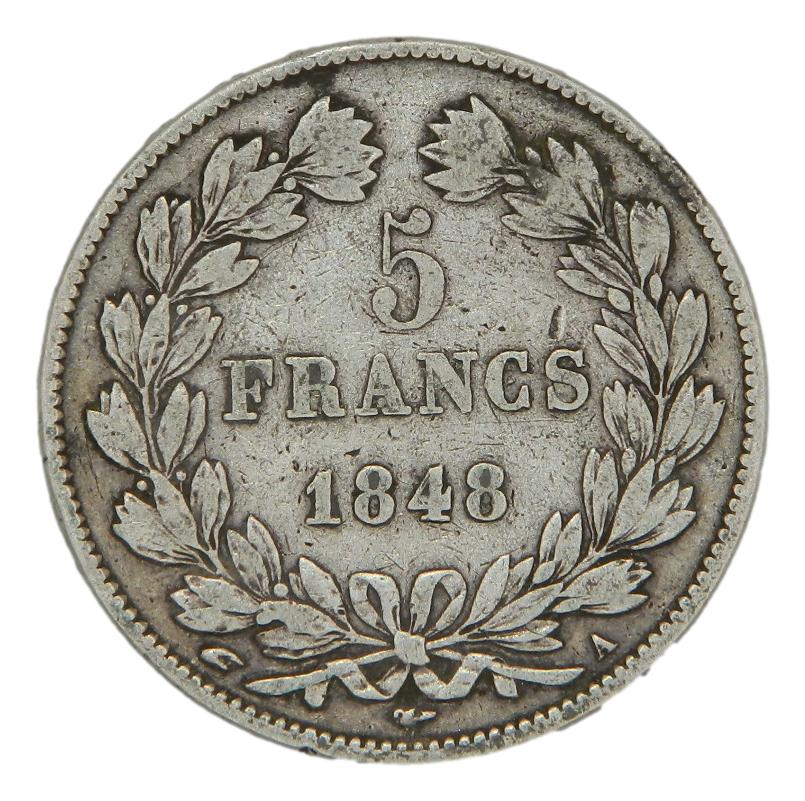 1848 A - FRANCIA - 5 FRANCS - PARIS - PLATA