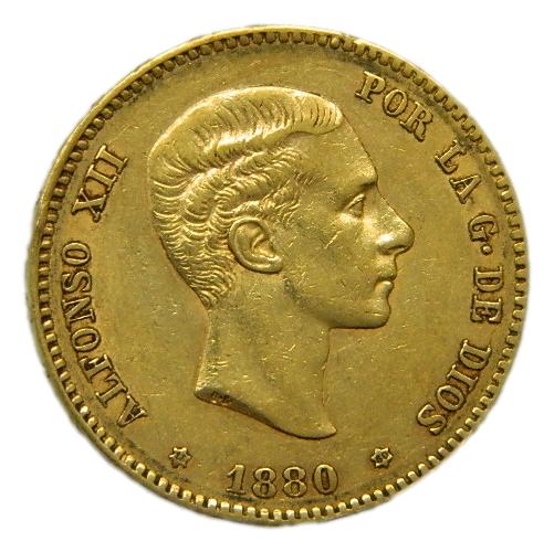 1880 - ALFONSO XII - 25 PESETAS - MSM - ORO