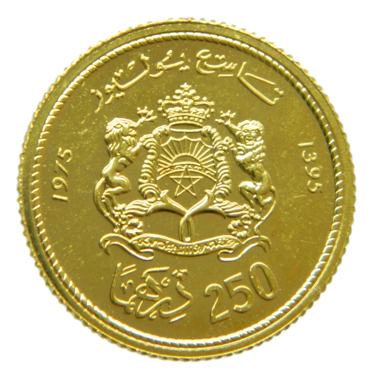 1975 - MARRUECOS - 250 DIRHAM - ORO - SC