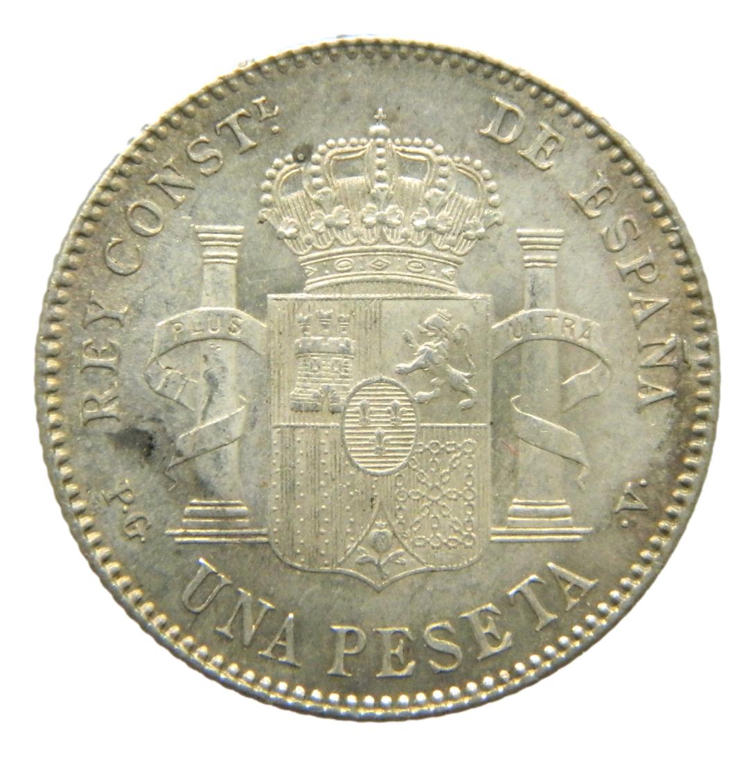 1896 *18-96 - ALFONSO XIII - 1 PESETA - PGV - SC