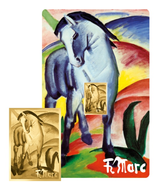 EL CABALLO AZUL - FRANZ MARC - MONEDA DE ORO FINO - 1/1000 OZ - 3000 FRANCS CFA - TCHAD - COINCARD