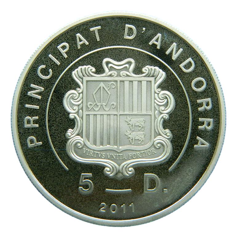 2011 - ANDORRA - 5 DINERS - JUAN PABLO II  - PLATA PROOF - HOLOGRAMA