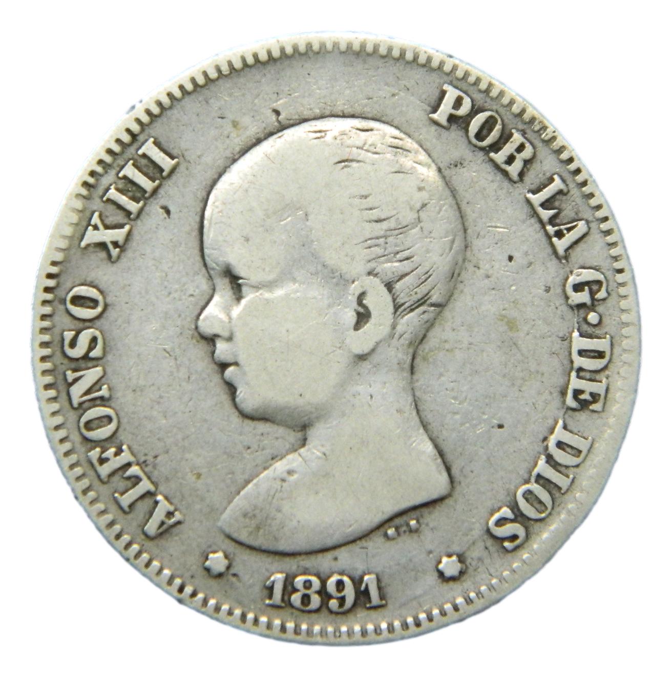 1891 - ALFONSO XIII - 2 PESETAS - PGM - BC