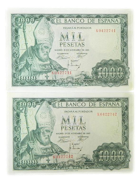1965 - ESPAÑA - PAREJA 1000 PESETAS - SAN ISIDORO - EBC