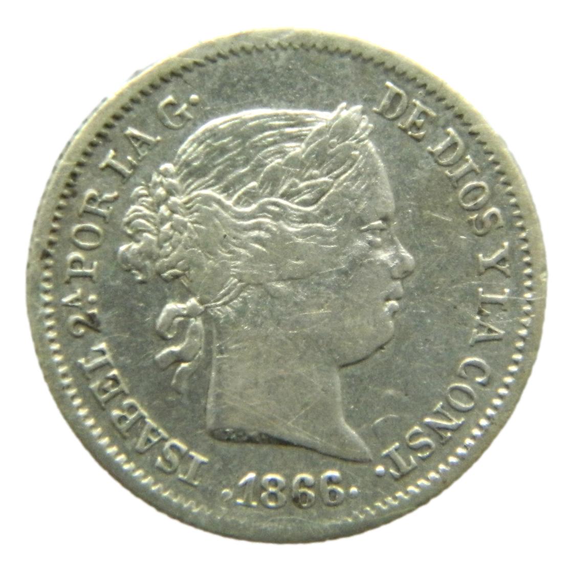 1866 - ISABEL II - 10 CENTIMOS DE ESCUDO - MADRID - MBC