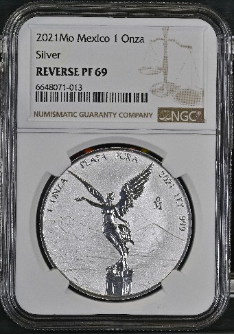 2021 - MEXICO - 1 ONZA PLATA - REVERSE PROOF 69 - NGC