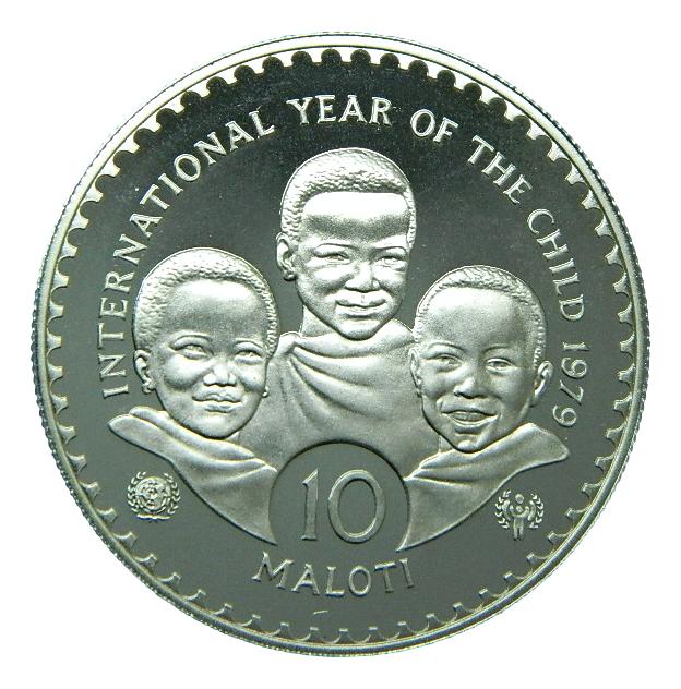 1979 - LESOTHO - 10 MALOTI - AÑO DEL NIÑO - MOSHOESHOE I