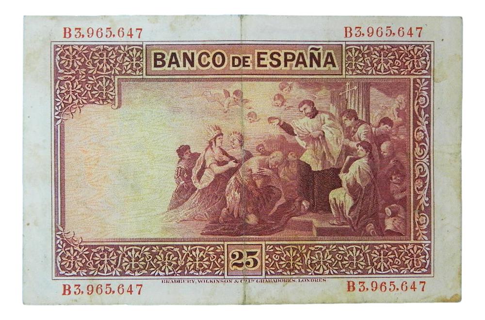 1926 - ESPAÑA - BILLETE - 25 PESETAS - FRANCISCO JAVIER - MBC