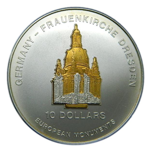 2004 - NAURU - 10 DOLARES - FRAUENKIRCHE BRESDEN - ALEMANIA - PLATA