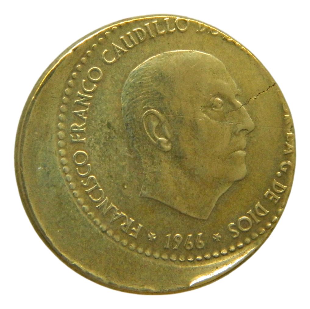 1966 *67 - FRANCO - 1 PESETA - DESPLAZADA - MBC-