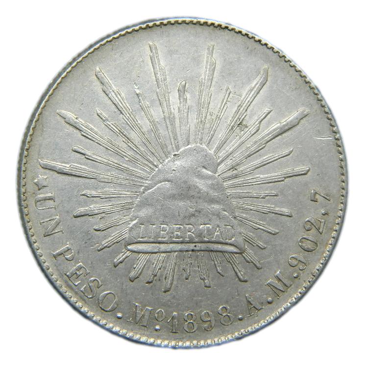 1898 AM - MEXICO - 1 PESO - PLATA - EBC