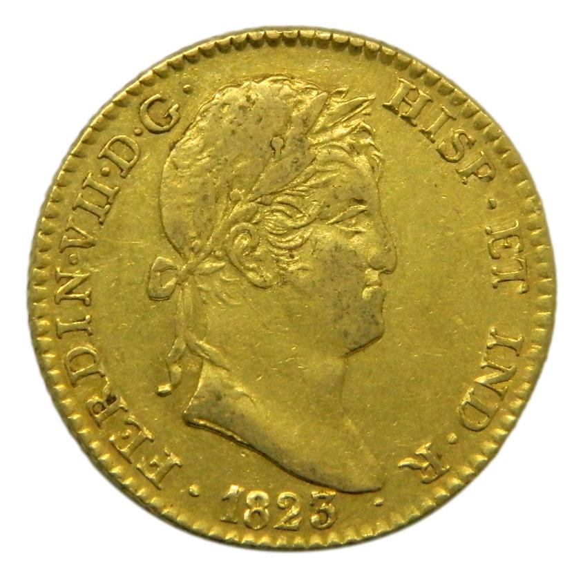 1823 AJ - FERNANDO VII - 2 ESCUDOS - MADRID - ORO