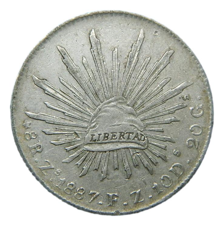 1887 FZ - MEXICO - 8 REALES - ZACATECAS - PLATA