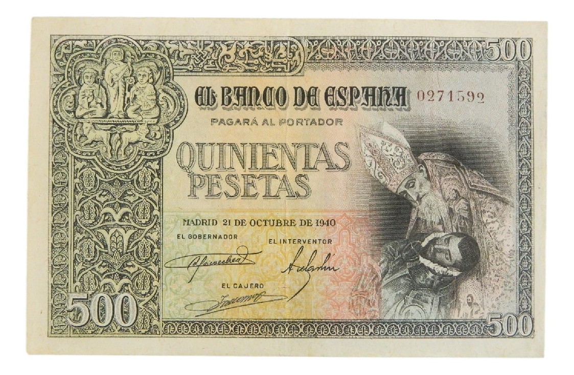 1940 - ESPAÑA - BILLETE - 500 PESETAS - CONDE ORGAZ - MBC