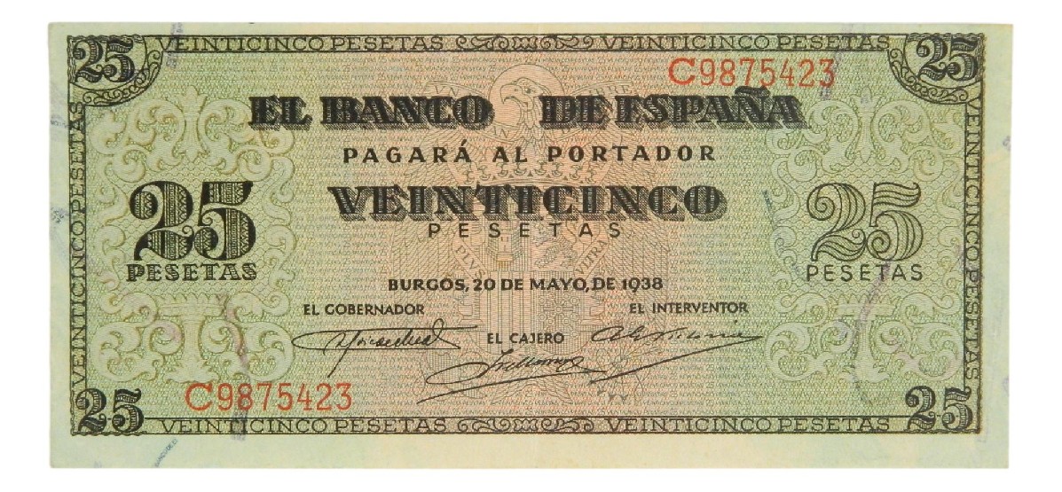 1938 - ESPAÑA - BILLETE - 25 PESETAS - BURGOS - EBC-