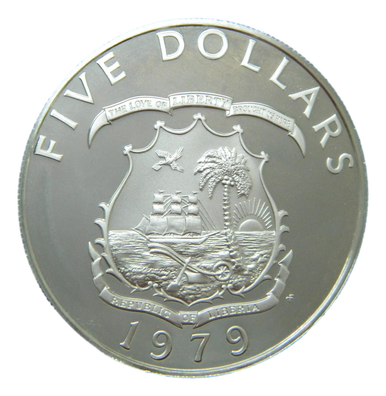 1979 - LIBERIA - 5 DOLARES - ELEFANTE - PLATA PROOF
