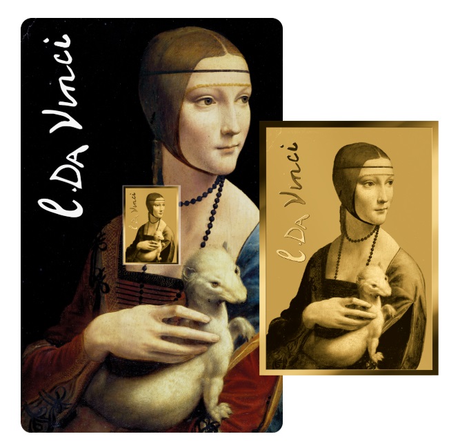 LA DAMA DEL ARMIÑO - LEONARDO DA VINCI - MONEDA ORO FINO - 1/1000 OZ - 3000 FRANCS CFA - TCHAD - COINCARD