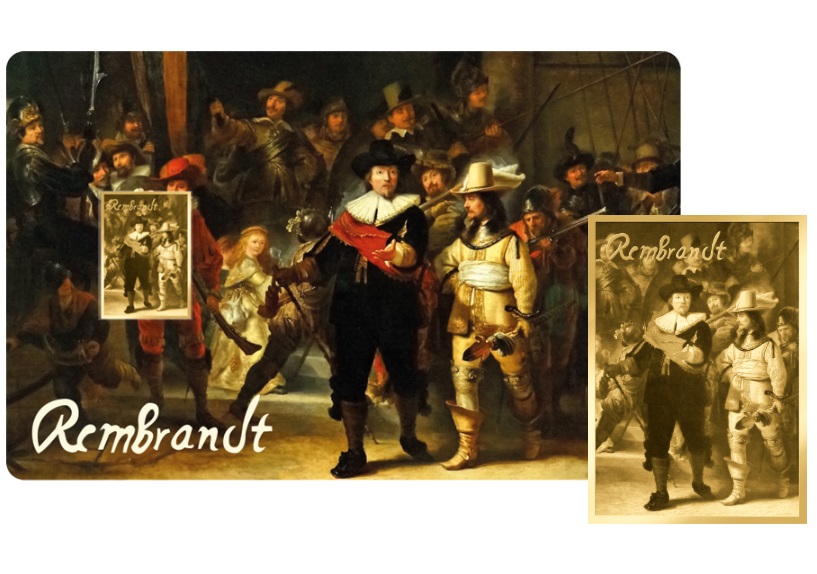 LA RONDA DE NOCHE - REMBRANDT - MONEDA DE ORO FINO - 1/1000 OZ - 3000 FRANCS CFA - TCHAD - COINCARD