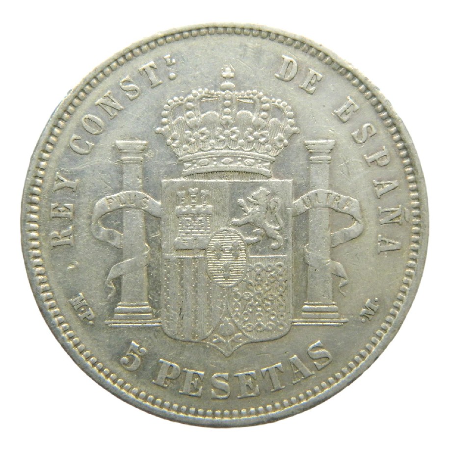 1889 *89 - ALFONSO XIII - 5 PESETAS - MPM - PLATA - MBC
