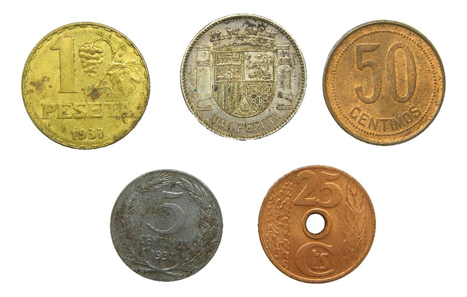 LOTE 5 MONEDAS - II REPUBLICA ESPAÑOLA
