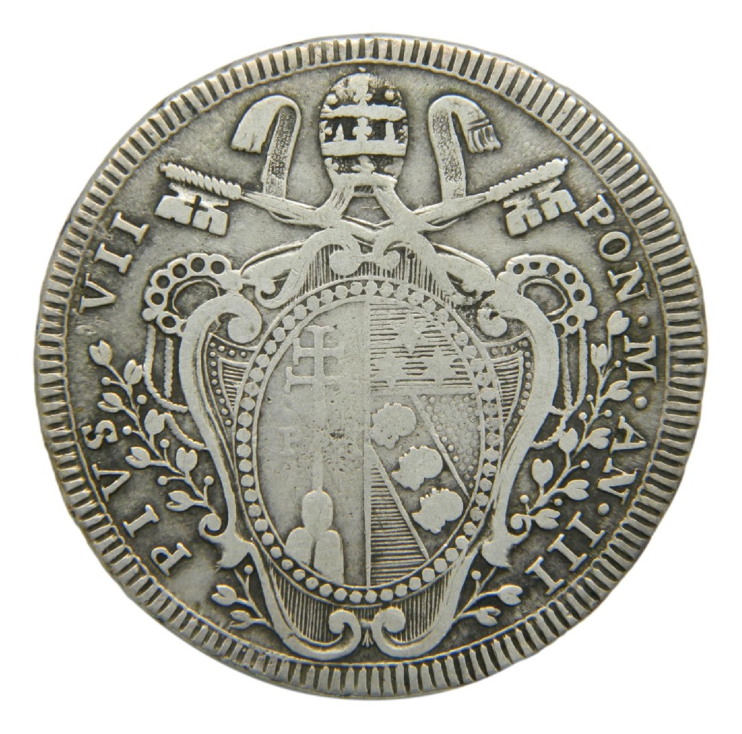 1802-III - ITALIA - SCUDO - PAPAL STATES - PIUS VII - PLATA - S9/748