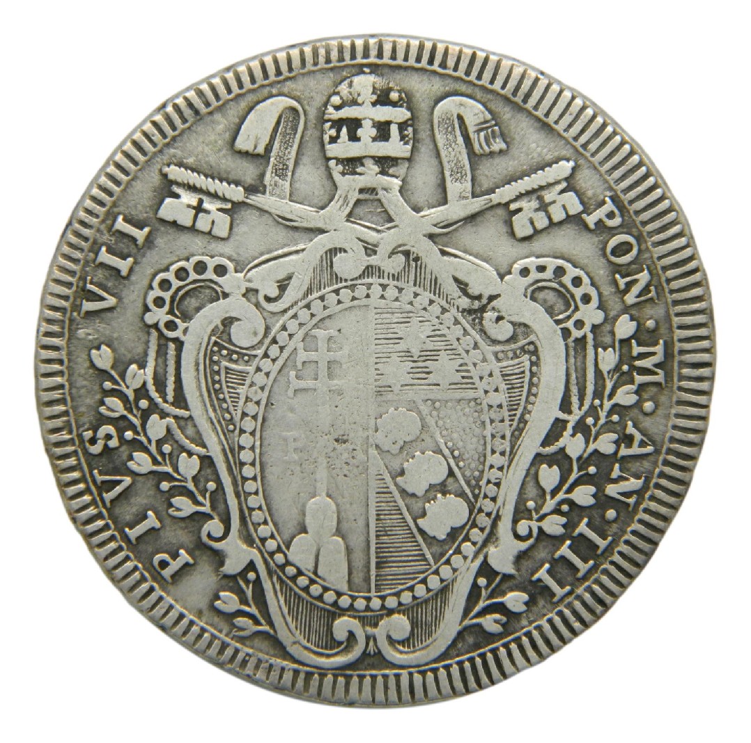 1802-III - ITALIA - SCUDO - PAPAL STATES - PIUS VII - PLATA - S9/748