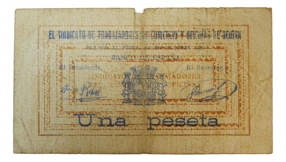 BENISA - BILLETE - 1 PESETA - 1 JULIO 1937 - AGB 316