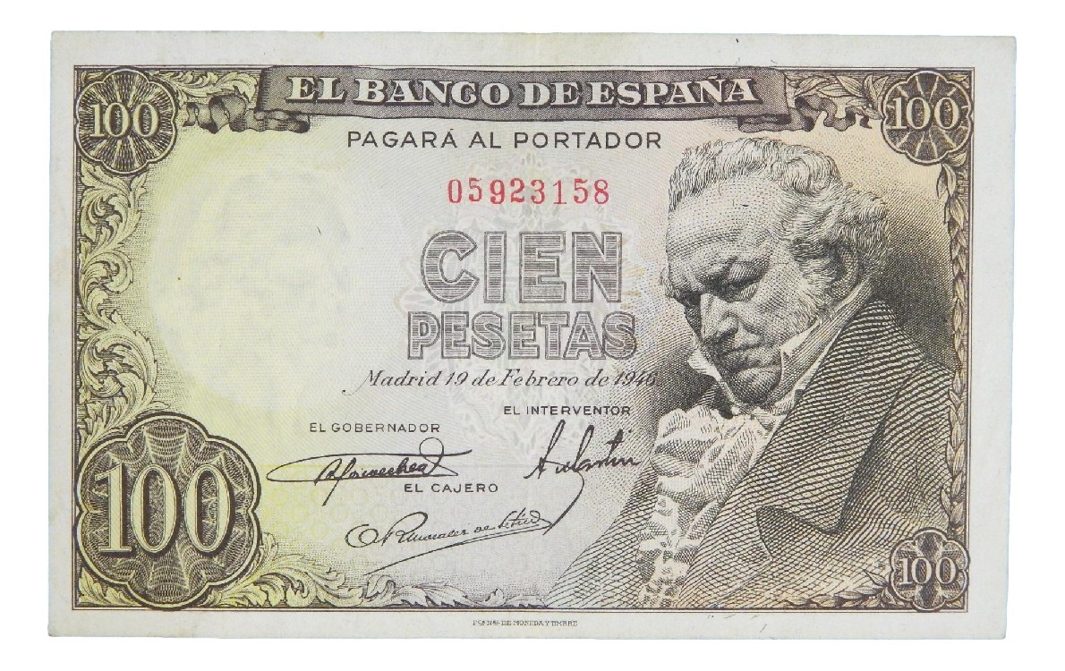 1946 - ESPAÑA - BILLETE - 100 PESETAS - FRANCISCO GOYA - MBC