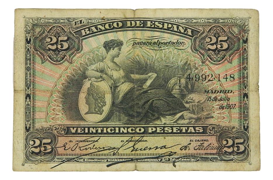 1907 - ESPAÑA - BILLETE - 25 PESETAS - MADRID - BC