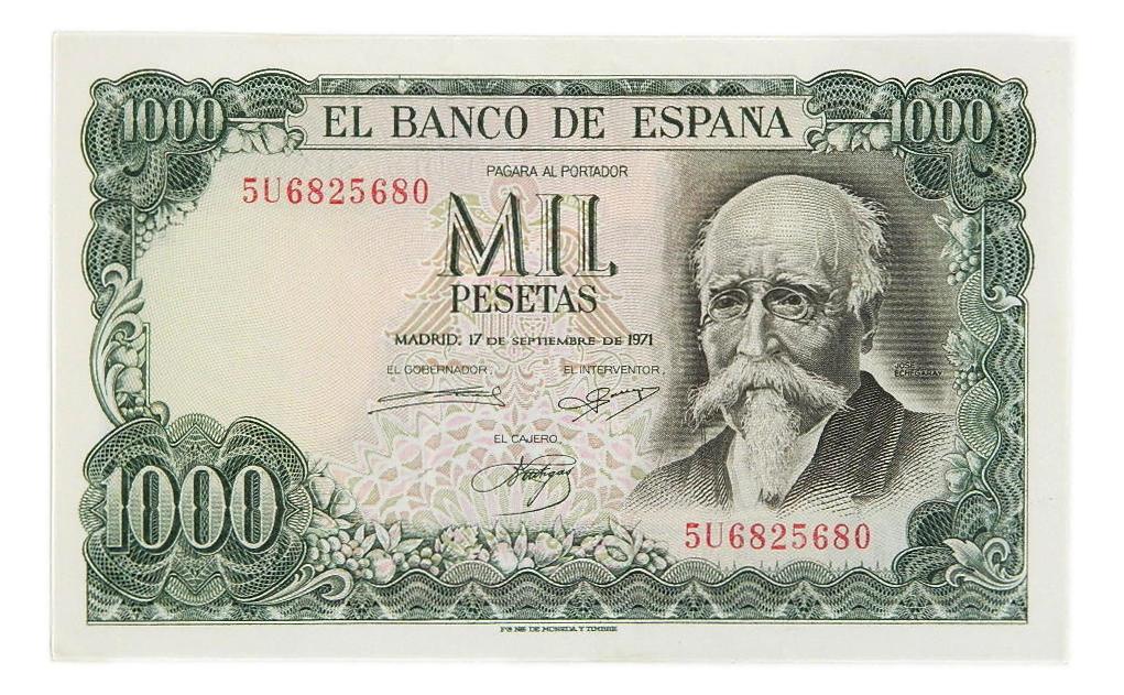 1971 - ESPAÑA - BILLETE - 1000 PESETAS - JOSE ECHEGARAY - MBC