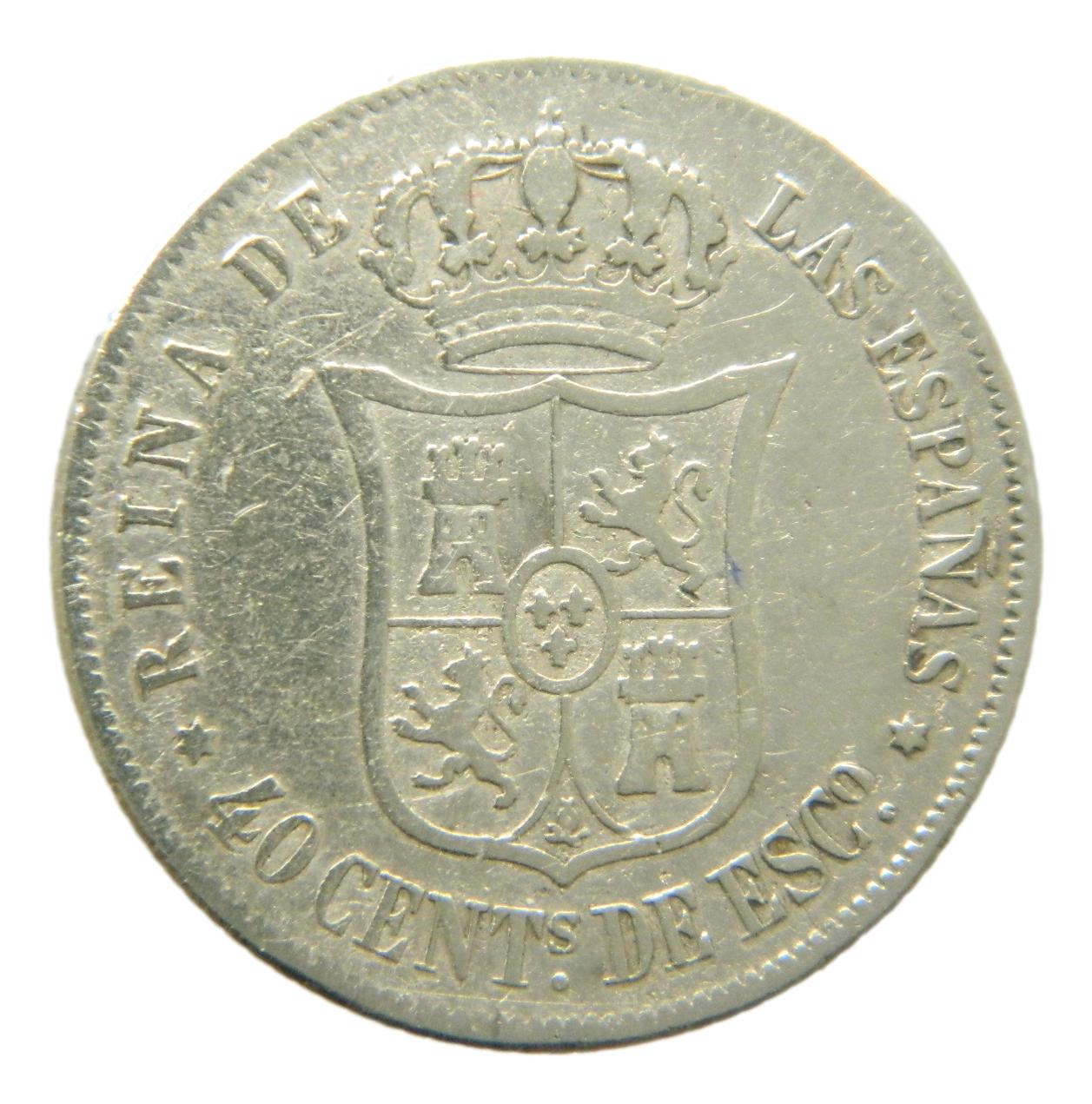 1865 - ISABEL II - 40 CENTIMOS DE ESCUDO - MADRID - BC