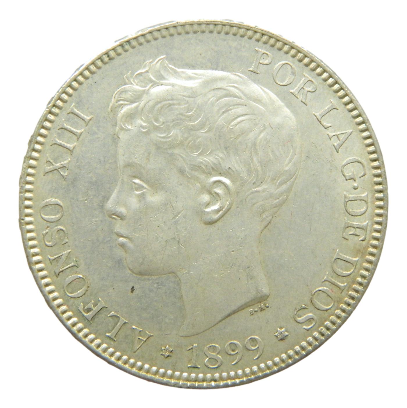 1899 *18-99 - ALFONSO XIII - 5 PESETAS - SGV - SC-