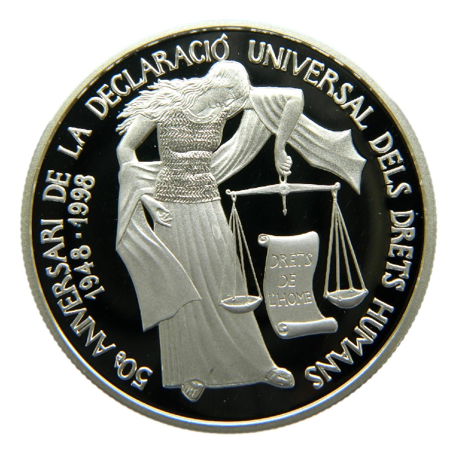 1998 - ANDORRA - 10 DINERS - DRETS HUMANS - PLATA