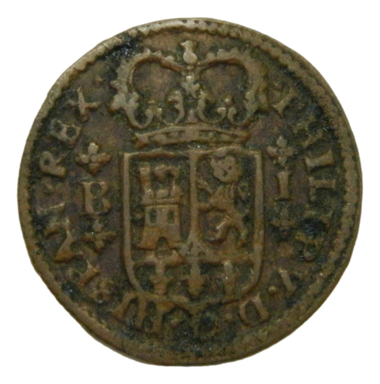 1718 - FELIPE V - 1 MARAVEDI - BARCELONA - BC