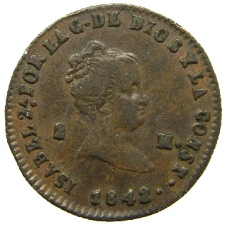 1842 - ISABEL II - 2 MARAVEDIS - SEGOVIA - MBC+