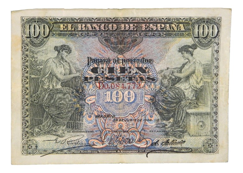 1906 - ESPAÑA - BILLETE - 100 PESETAS - MADRID - BC