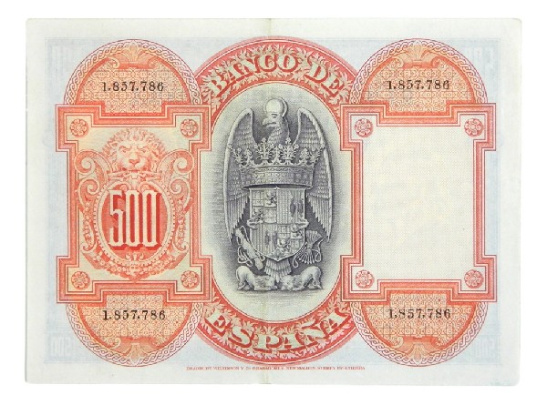 1927 - ESPAÑA - BILLETE - 500 PESETAS - ISABEL LA CATOLICA - MBC