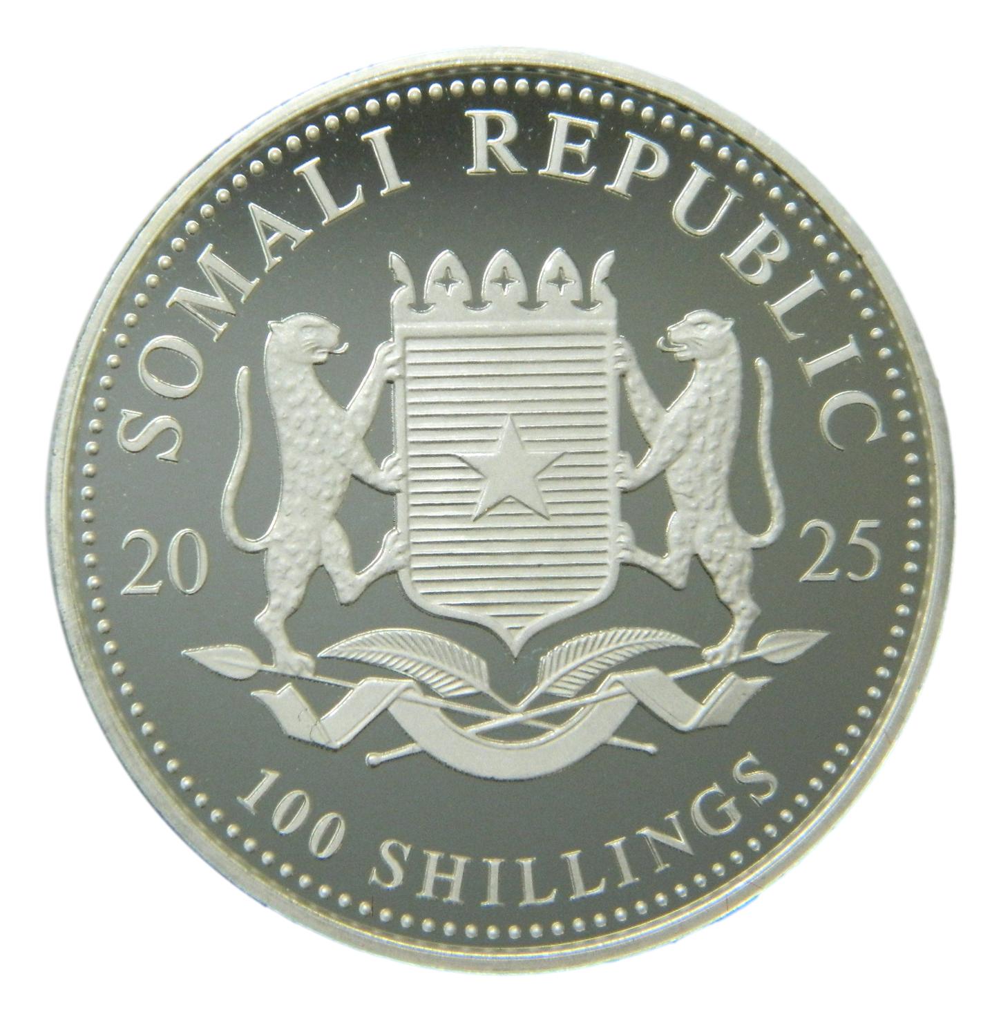 2025 - SOMALIA - 100 SHILLINGS - OZ PLATA - ELEFANTE