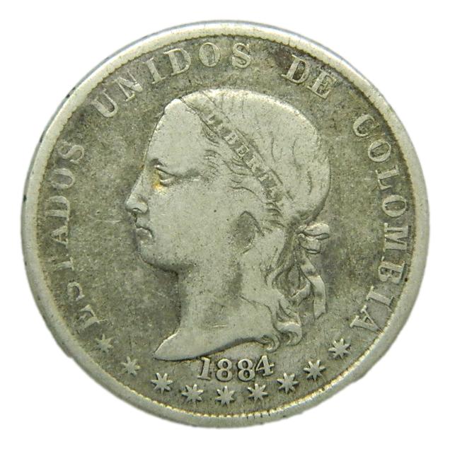 1884 - COLOMBIA - 5 DECIMOS - MEDELLIN - PLATA