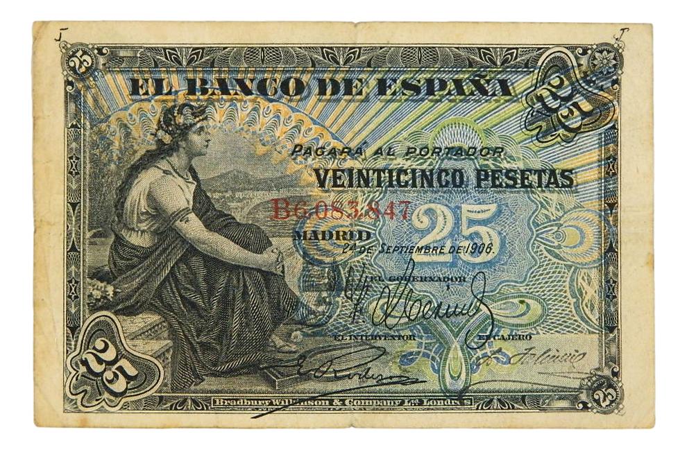 1906 - ESPAÑA - BILLETE - 25 PESETAS - BC-