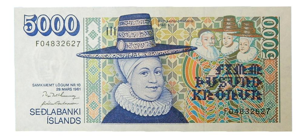 1961 - ISLANDIA - BILLETE - 5000 KRONUR - PICK 53 B - EBC-