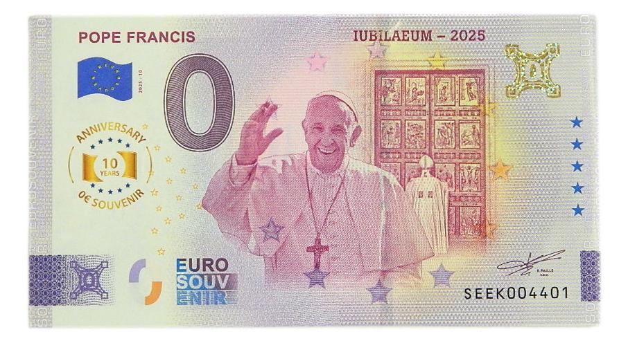 BILLETE 0 EUROS - PAPA FRANCISCO - 10 ANIVERSARIO SOUVENIR