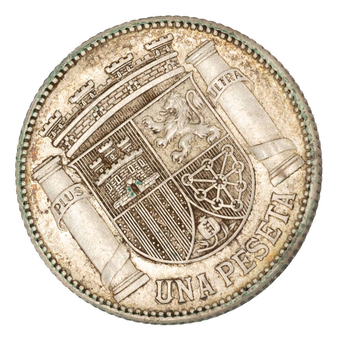 1933 - ESPAÑA - 1 PESETA - PLATA - GIRADA